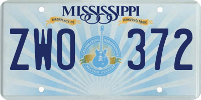 MS license plate ZWO372