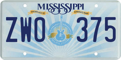 MS license plate ZWO375