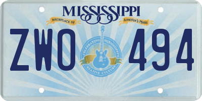 MS license plate ZWO494