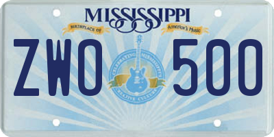 MS license plate ZWO500