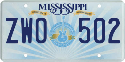 MS license plate ZWO502