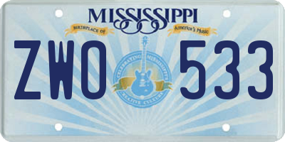 MS license plate ZWO533