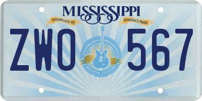 MS license plate ZWO567