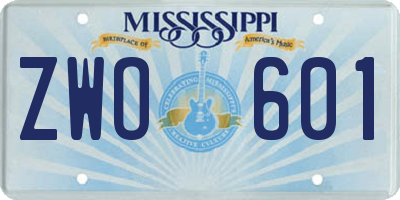 MS license plate ZWO601