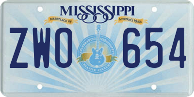 MS license plate ZWO654