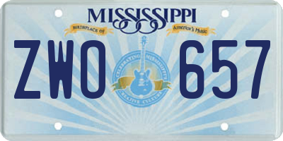 MS license plate ZWO657