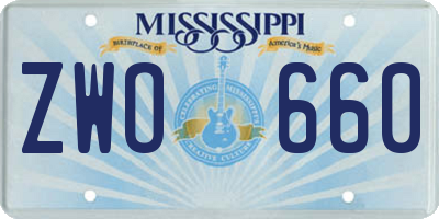 MS license plate ZWO660