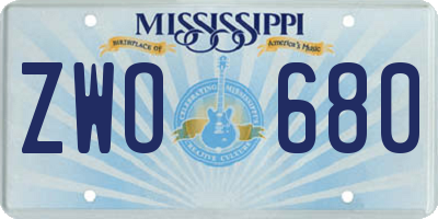 MS license plate ZWO680