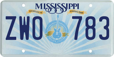 MS license plate ZWO783