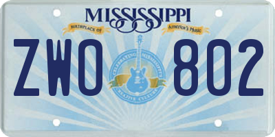 MS license plate ZWO802