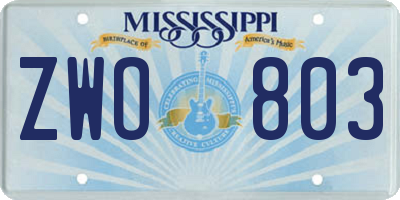 MS license plate ZWO803