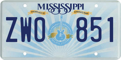 MS license plate ZWO851