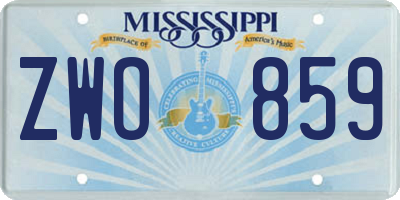 MS license plate ZWO859