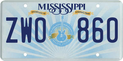 MS license plate ZWO860