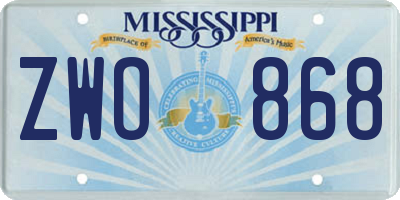 MS license plate ZWO868