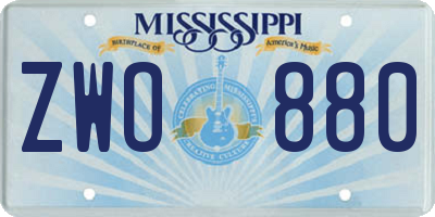 MS license plate ZWO880