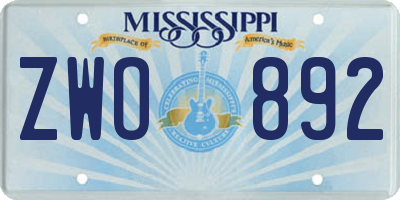MS license plate ZWO892