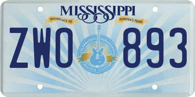 MS license plate ZWO893