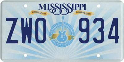 MS license plate ZWO934