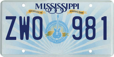 MS license plate ZWO981