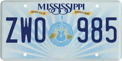 MS license plate ZWO985