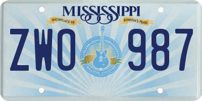 MS license plate ZWO987