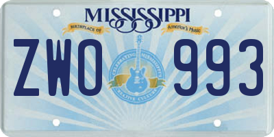 MS license plate ZWO993