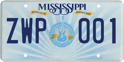 MS license plate ZWP001