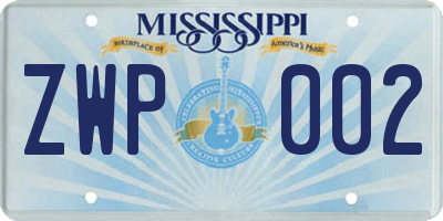 MS license plate ZWP002