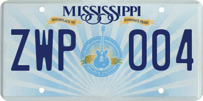 MS license plate ZWP004