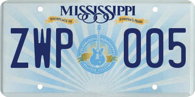 MS license plate ZWP005