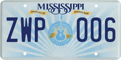 MS license plate ZWP006