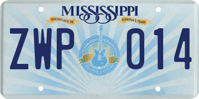 MS license plate ZWP014