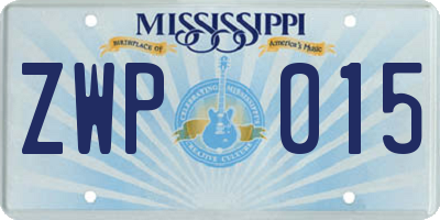 MS license plate ZWP015