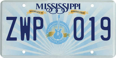 MS license plate ZWP019