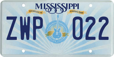 MS license plate ZWP022