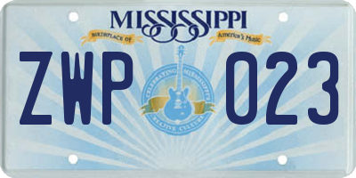 MS license plate ZWP023