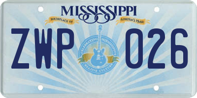 MS license plate ZWP026