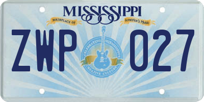 MS license plate ZWP027