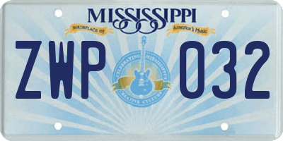 MS license plate ZWP032