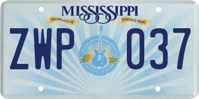 MS license plate ZWP037