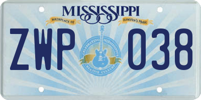 MS license plate ZWP038
