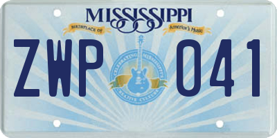 MS license plate ZWP041