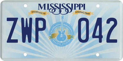 MS license plate ZWP042