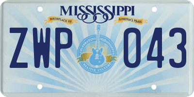 MS license plate ZWP043