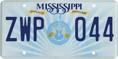 MS license plate ZWP044
