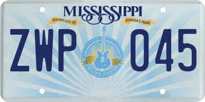 MS license plate ZWP045