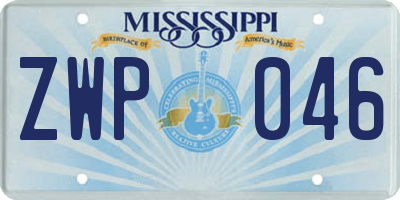 MS license plate ZWP046