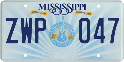 MS license plate ZWP047