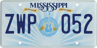 MS license plate ZWP052